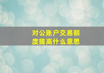 对公账户交易额度提高什么意思