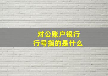 对公账户银行行号指的是什么