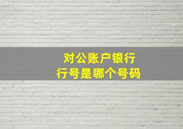 对公账户银行行号是哪个号码