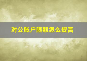 对公账户限额怎么提高