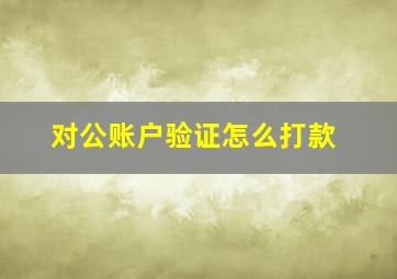 对公账户验证怎么打款