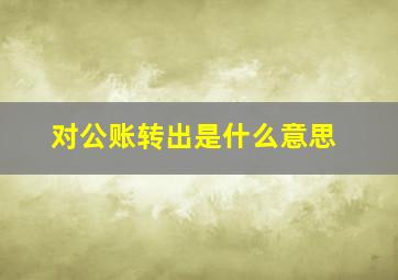 对公账转出是什么意思