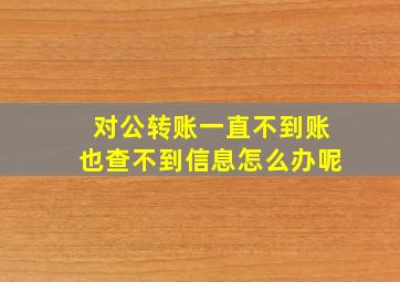 对公转账一直不到账也查不到信息怎么办呢