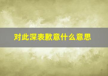 对此深表歉意什么意思