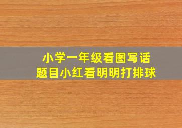 小学一年级看图写话题目小红看明明打排球