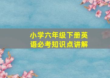 小学六年级下册英语必考知识点讲解