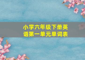 小学六年级下册英语第一单元单词表