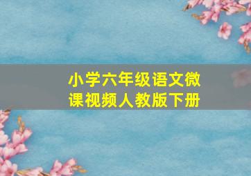 小学六年级语文微课视频人教版下册