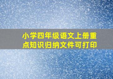 小学四年级语文上册重点知识归纳文件可打印