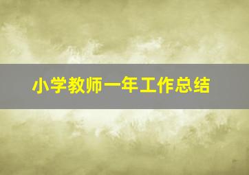 小学教师一年工作总结