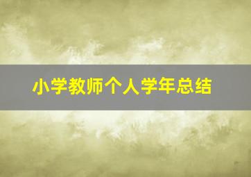 小学教师个人学年总结