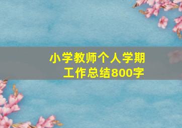 小学教师个人学期工作总结800字