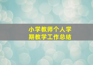 小学教师个人学期教学工作总结