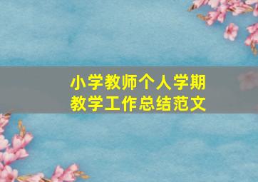 小学教师个人学期教学工作总结范文