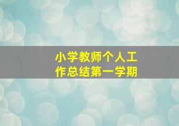 小学教师个人工作总结第一学期