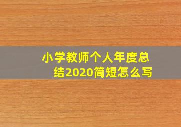 小学教师个人年度总结2020简短怎么写