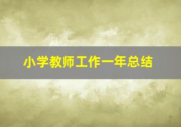 小学教师工作一年总结