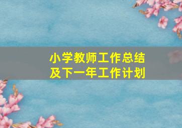 小学教师工作总结及下一年工作计划