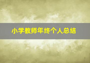 小学教师年终个人总结