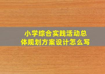 小学综合实践活动总体规划方案设计怎么写