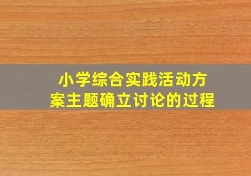 小学综合实践活动方案主题确立讨论的过程