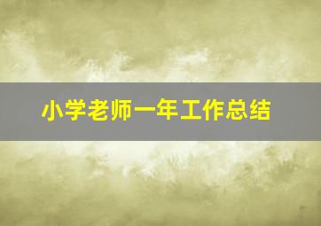 小学老师一年工作总结