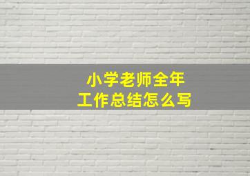 小学老师全年工作总结怎么写