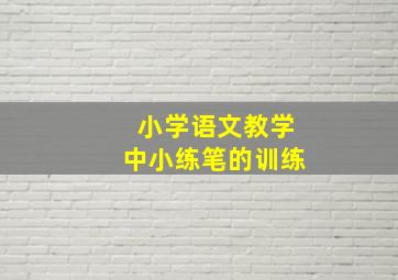 小学语文教学中小练笔的训练