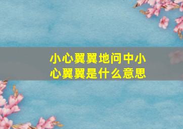 小心翼翼地问中小心翼翼是什么意思