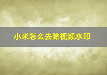 小米怎么去除视频水印