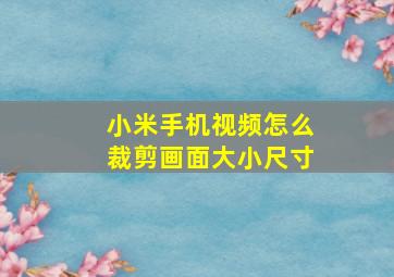 小米手机视频怎么裁剪画面大小尺寸