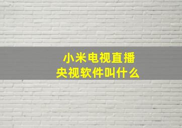 小米电视直播央视软件叫什么