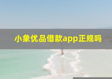 小象优品借款app正规吗