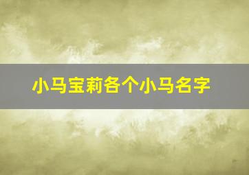 小马宝莉各个小马名字