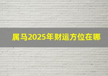 属马2025年财运方位在哪