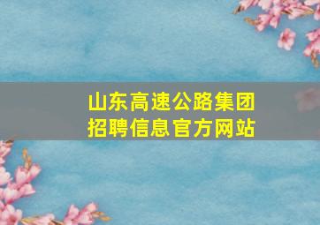 山东高速公路集团招聘信息官方网站