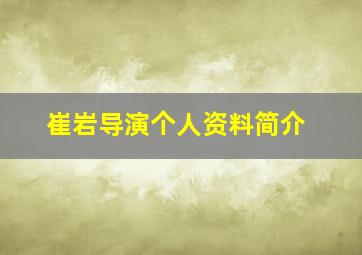 崔岩导演个人资料简介