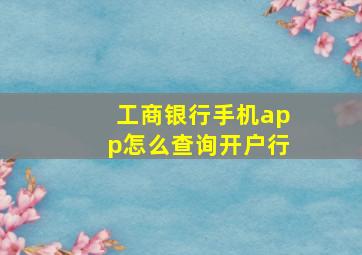 工商银行手机app怎么查询开户行