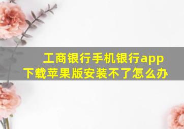 工商银行手机银行app下载苹果版安装不了怎么办