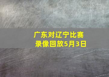 广东对辽宁比赛录像回放5月3日