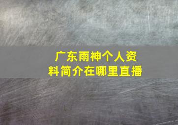 广东雨神个人资料简介在哪里直播