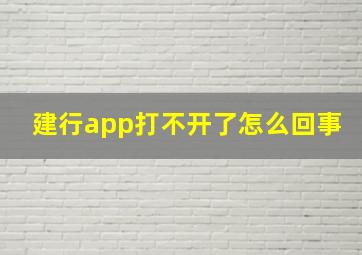 建行app打不开了怎么回事