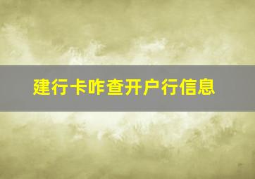 建行卡咋查开户行信息