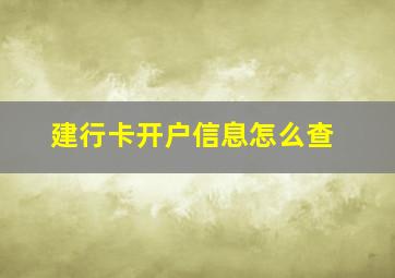 建行卡开户信息怎么查