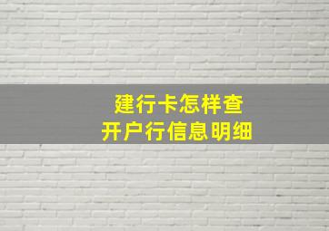 建行卡怎样查开户行信息明细