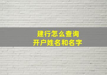 建行怎么查询开户姓名和名字