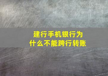 建行手机银行为什么不能跨行转账