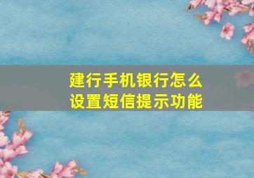 建行手机银行怎么设置短信提示功能