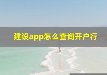 建设app怎么查询开户行