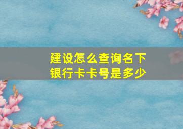 建设怎么查询名下银行卡卡号是多少